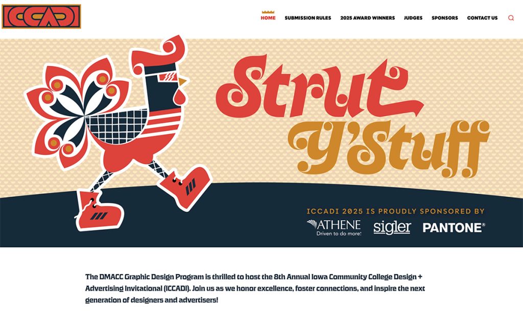 View of the 2025 Iowa Community College Advertising and Design Invitational website homepage.