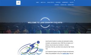 A view of the Lake Country Cyclists website homepage.